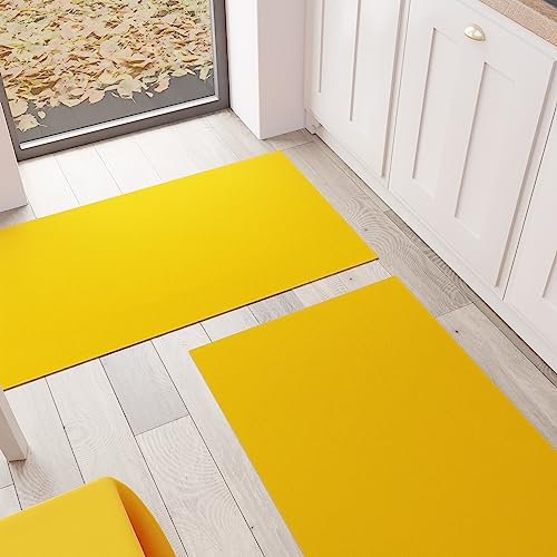 Petti Artigiani Italiani - Alfombra para cocina, Alfombra Lavable, Antideslizante, Pasillo, Color Liso Amarillo, 52 x 80 cm, 100% Made in
