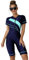 Damen Badeanzug mit Bein Kurzarm Surfanzug Rei?verschluss Einteiler Rashguard UPF 50+ Bademode Surfen Schwimmanzug Bauchweg Sportlich Sonnenschutz Badebekleidung Neoprenanzug Marineblau See Blau M