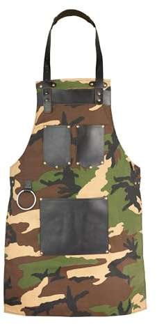 Schürze aus echtem Leder, Camouflage, Grillschürze