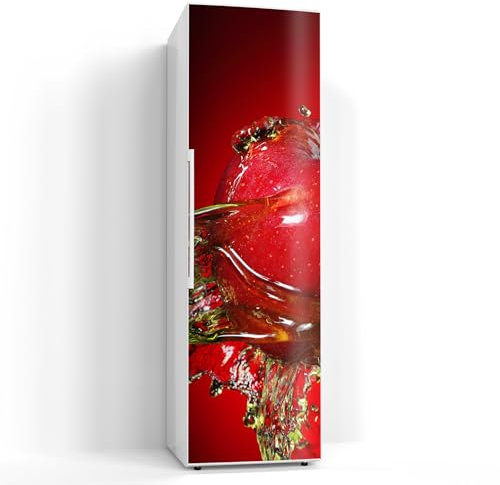 DEQORI Magnetfolie für Kühlschrank 60x200 cm | Motiv Flüssigkeit trifft Apfel | dekorative Magnetmatte Gefrierschrank Schutz | Magnet Deko-Folie selbstklebend, magnetisch & wasserabweisend