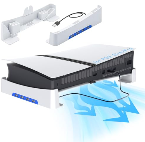 AriKroii PS5 Pro/ PS5 Slim Horizontaler Ständer, PS5 Pro Standfuß Horizontaler, Halterung Liegend Kompatibel mit PlayStation 5 Pro/Slim Disc&Digital Konsole (mit USB)