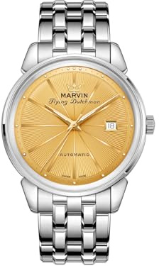 marvin Automatikuhr Schweizer Uhrwerk Mechanische Luxusuhren für Herren mit Edelstahlarmband, Saphirglas-Zifferblatt, Leuchtzeigern und Leuchtindexen, 50 m wasserdicht