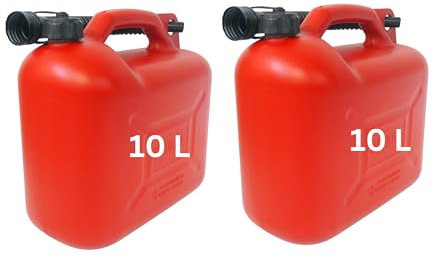 DAHLMANN Benzinkanister 2 Stück 10 Liter Rot mit flexiblem Ausgießer Kraftstoffkanister für Benzin und Diesel Kanister Dieselkanister Reservekanister UN-Zulassung