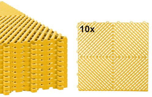 Torado® Garagenboden Belag Fliesen Garagen Boden Matten Werkstatt Kunststoff Belag Werkstattboden Klickfliesen Platten (10 STK. gelb)