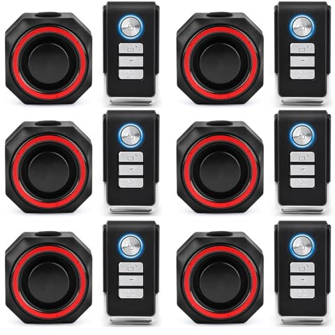 NineLeaf Bike Alarms for Ebikes,Bike Alarm with Remote,Motorcycle Alarm System,IP65 Waterproof,113db super loud,USB Charging, Suitable for Bicycles,Motorcycles,Electric Bikes,Electric Scooters,6PK