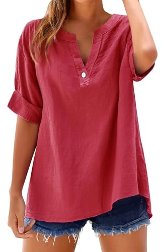 Cocila Loose Shirts Tops Stand Solid Color Sleeve Collar Casual Women's Chemisiers De Travail pour Femmes Bureau Couleur PêChe Blouse Pharmacie Femme Chemisier Satin Femme Tee Dentelle Manches