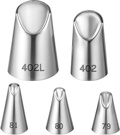 Ptwola 5Pcs Chrysanthemum Piping Tips Set Stainless Steel Nozzle Tool Cream Laminating Nozzles Cupcake Frosting Tips Pastry Icing Piping for Flower Cake Decorating Fondant Baking Supplies
