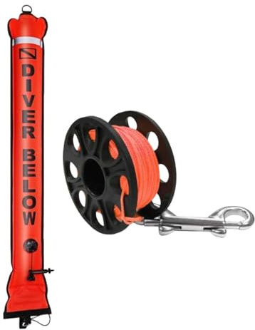 Gralara Boya de Buceo con Carrete de 30 m y Bolsa, Incluye Tubo de señal SMB, 1.5 M X 15 Cm