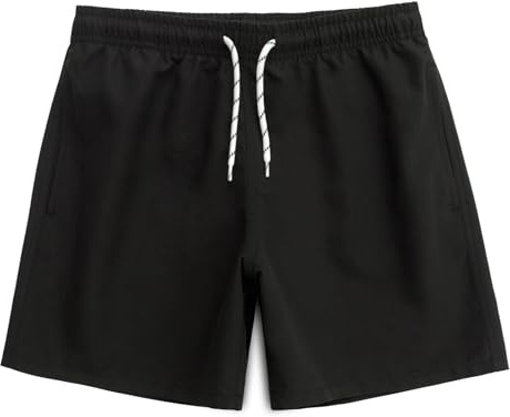 MEILONGER Boys Swimming Shorts with Liner Swim Trunks for Teen Quick Dry Board Shorts Kids 5-inch(Black,9-10)