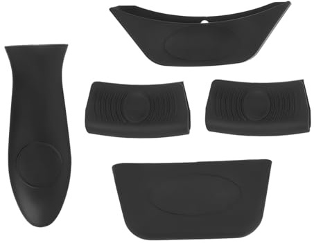 Ciieeo 5 pezzi Copri Manici Pentole in Silicone Resistente al Calore Antiscivolo e Isolante Termico Protezione Mani da Ustioni per Cucina e Forno Impugnature Ergonomiche per Padelle e