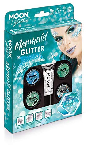 Meerjungfrauen Glitzer-Set von Moon Glitter - 100% kosmetischer Glitzer für Gesicht, Körper, Nägel, Haare und Lippen