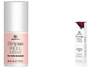 alessandro Striplac Peel or Soak Nude Elegance – LED-Nagellack in elegantem Nude – Für perfekte Nägel in 15 Minuten – 1 x 8ml & Peel Or Soak Korrekturstift - Entfernen von Lackierfehlern, 1 Stück.