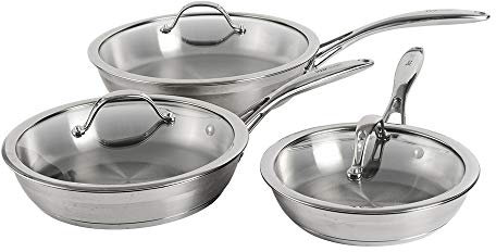 ProCook Professional Stainless Steel Cookware Set Uncoated Induction & Oven Safe Pans Cooking Pots - 3 Piece, 20/24/28 cm