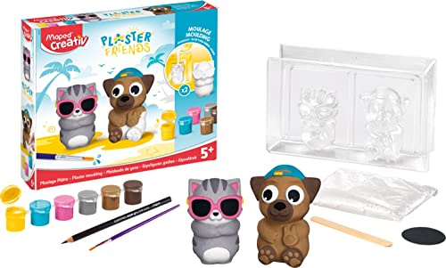 Maped - Set de Manualidades para Niños - Plaster Friends Verano - Moldeado de Yeso - A Partir de 5 Años - Incluye 2 Recipientes para Moldear, Mezcla y Pinturas