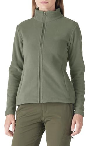 Outdoor Ventures Womens Fleece Jackets Ladies Lightweight Warm Full Zip Coat Soft Outerwear Running Jacket With 4 Large Pockets Greyish-green M