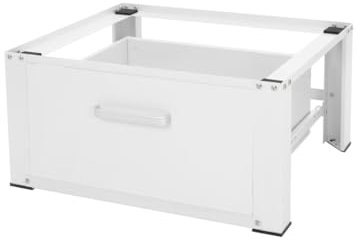 ML-Design Base para Lavadora con Cajón 63 x 54 cm de Acero Blanco Capacidad Hasta 150 kg Bastidor Estable para Secadora Pedestal 32 cm de Altura Soporte Universal Antideslizante para Almacenaje