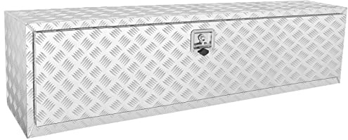 VEVOR Boîte à Outils pour Camion 152,4×43,2×45,7 cm Coffre Sous-châssis Fixation Inférieure Caisse de Stockage en Alliage d'Aluminium avec Serrure et Clés pour Remorque Pick-up Véhicules Transport