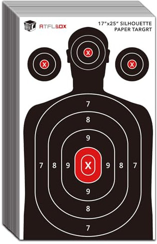 Atflbox Silhouette Paper Target for The Range, 17X25 inch Target Paper for Indoor and Outdoor Use, Suitable for Handguns, Pistols, Rifles, Airguns, Pellet Gun, BB Guns
