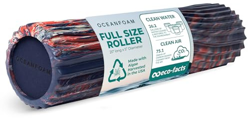 Oceanfoam Tidal Roller – Muskelmassage-Schaumstoffrolle für Rückenschmerzen und Dehnung – Breite Wellenstruktur – ergonomisches Design – Yoga und Leichtathletik – volle Größe, 50,8 x 12,7 cm – Rot,
