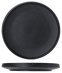 Assiettes Rondes en céramique Noire Mate de 8 Pouces, Ensemble de 2