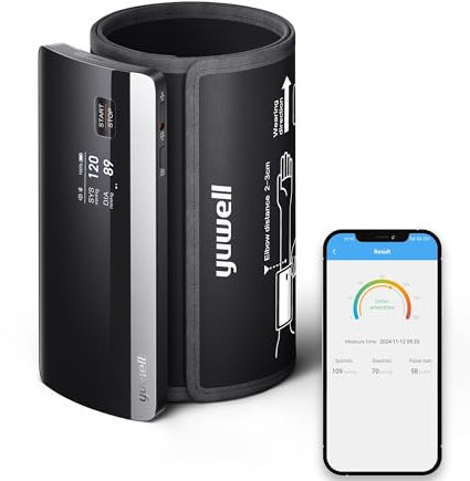 yuwell Smart Oberarm-Blutdruckmessgerät mit APP, Digitales Blutdruckmessgerät mit Bluetooth-Übertragung, Sprachübertragung, Wiederaufladbarem Akku, Ideal für den Einsatz zu Hause und im Freien YE630CR