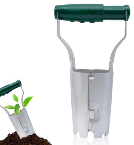 Garden Dibber for Planting Seed Planter Tool,Home and Garden Bulb Planter Tool with Depth Guage and Spring Loaded Release Handle for Simple and Easy Planting of Bulbs,Potato Planter Tool