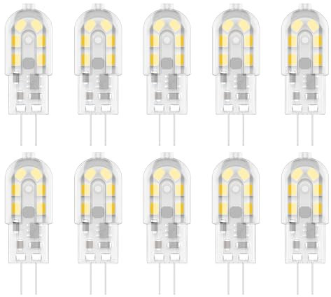 Zcexhph G4 LED Lampen,2W Leuchtmittel,Warmweiß 3500K,12 SMD 2835,200LM LED Birne Ersatz 20W,Nicht Dimmbar,Kein Flackern,AC/DC12V 10er Pack