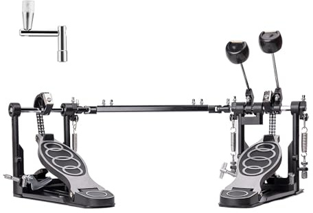 VAISOENY Double Bass Drum Pedal, Double Chain Kick Drum Pedal (V-YQ09) | Double Kick Drum Pedal with Double Chain, Smooth Response, Stable Base, Adjustable Control Double Bass Pedal for Bass Drum