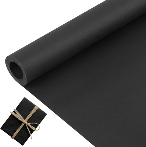 Black Wrapping Paper Roll，380mm X 10m Recyclable Kraft Gift Wrap Paper