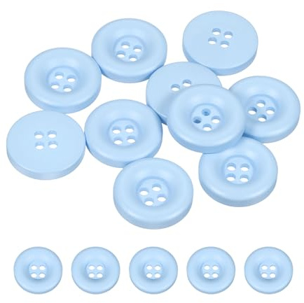 sourcing map 10 botones de costura de 20 mm, 4 agujeros de resina gruesa y redondos, botones de repuesto para ropa, manualidades, decoración, color azul claro