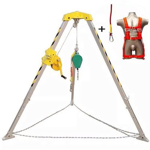 Kit de detención de caídas de aluminio resistente de 4 a 7 pies, trípode telescópico para rescate en espacios reducidos, sistema de cuerda de protección contra caídas para pozos, alcantarillados y