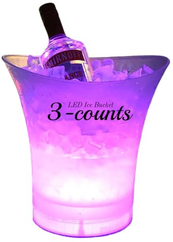 Smad 3 Pack of LED Ice Buckets, 5L Beer Bucket for Bars, Parties | 7 Color Changing Ice Bucket for Cocktail, Champagne, Wine, Beer, Drinks, Suitable for Home, Bar, Parties, Hotel