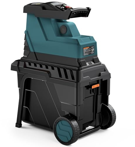 DOVAMAN Quiet Electric Garden Shredder, Brushless Roller Shredder for Branches up to 40mm, 55L Collection Box, Overload Protection, 6-Tooth Cutting System-GT10