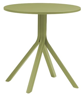 METRO Professional Mesa de Bistró Soto, Redonda, Aluminio, Verde Oliva, 70cm Diámetro, 72cm Altura, para Exterior