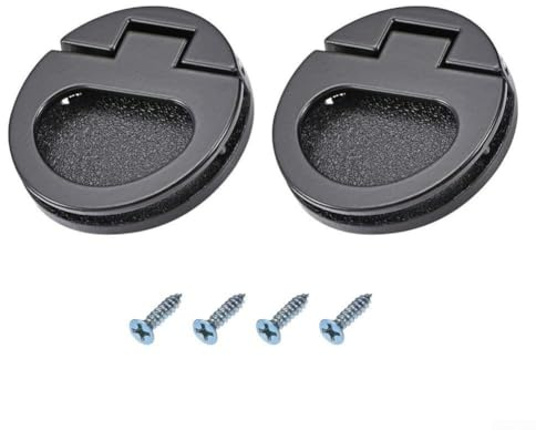 Paquete de 2 manijas de anillo empotrado, manijas de cajón empotradas de aleación de zinc negro para puertas correderas, armarios, puertas de bolsillo, pestillos de barco, espacio entre agujeros de 32