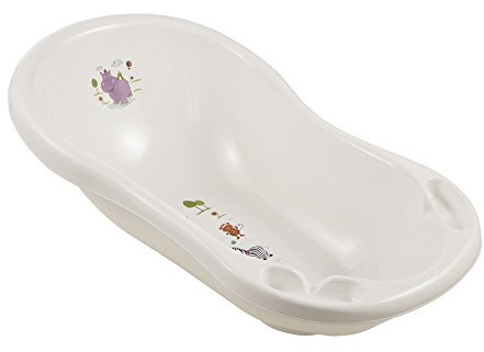 keeeper Hippo Ergonomische Babywanne mit Stöpsel, Ab 0 bis ca. 12 Monate, 84 cm, Maria, Weiß