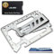 Lever Gear Toolcard Pro con Clip para Billetes - Multi-herramienta 40 en 1 en formato de tarjeta de crédito. Multi Herramienta de Cartera Elegante Minimalista de Acero Inoxidable – Plata Granallada