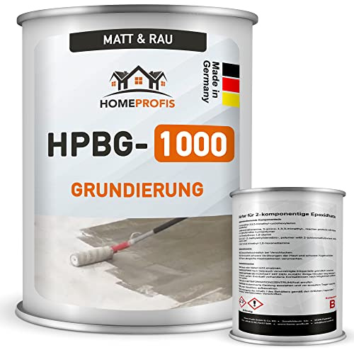 Home Profis® HPBG-1000 2K Epoxidharz Grundierung für Innen & Außen (bis 50m²) – Wasserdichter Sperrgrund Haftvermittler Tiefengrund Primer für Beton Estrich Keller Garage Balkon Terrasse