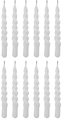 Bloomingville Twist Kerzen Weiß – 12er Set – Handgedrehte Mini-Kerzen aus 100 % Paraffin, Ø1,2 x H11 cm – Stilvolle Baumkerzen & Tischdeko, selbstlöschend, 1 Std. Brenndauer, 82055502