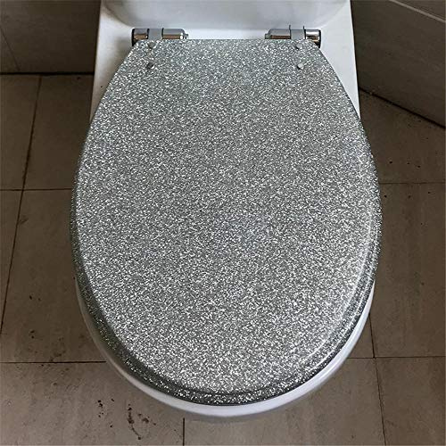 KANNORE Abattant WC, avec abaissement Automatique, avec Fonction d'abaissement Lent et de Fermeture en Douceur, Verres de Toilette en résine urée-formaldéhyde-Paillettes argentées