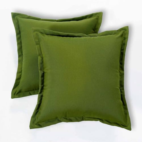HOMESCAPES Coussin d’extérieur imperméable Vert, Coussin de Jardin carré 45x45 cm, Décoration Jardin extérieur – Lot de 2 Coussins pour Salon de Jardin