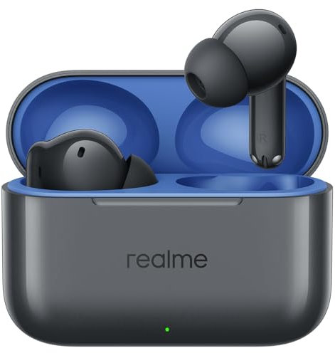 realme T200 Auriculares Bluetooth Inalámbricos con ANC (Cancelación Activa de Ruido), 40h+ de Duración, Carga Rápida USB-C, Graves Potentes, Sonido 3D Inmersivo, Resistente al Agua IPX4, Gris Místico