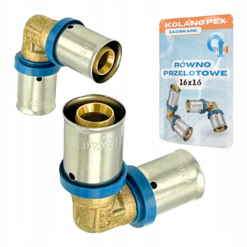 Rimex Pressfitting Winkel 16x16mm, PEX Messingzubehör, Klemmverbinder, pressbare Nypl-Pressfitting, geeignet für Wasser- und Heizungsinstallationen, korrosionsbeständig, 1 Stück
