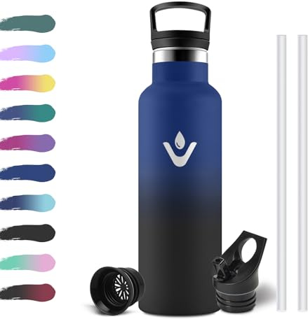 Gourde Isotherme 500ml, Bouteille Isotherme avec Paille, Double Paroi Isolante, Anti Fuite, Bouteille Reutilisable sans BPA, Gourde Inox pour Enfant, Adulte, l'école, Voyage, Alpinisme, Jogging