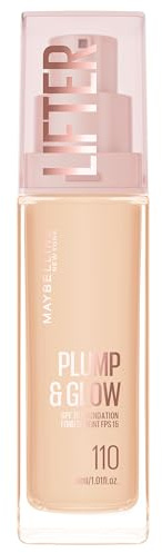 Maybelline New York Lifter Plump & Glow - Fond de Teint - Repulpe et Illumine Instantanément - Fini Uniforme, Lifté et Radieux - Teinte : 110 - 30 ml