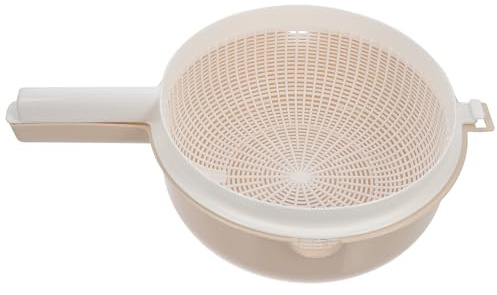 ELAYARD Cesta Doble Capa para Lavar y Escurrir Frutas y Verduras con Diseño Desmontable y Doble Función de Drenaje Cesta Colador Práctica para Cocina Beige Reutilizable