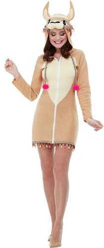 Smiffys Disfraz de llama, Marrón, con vestido con capucha