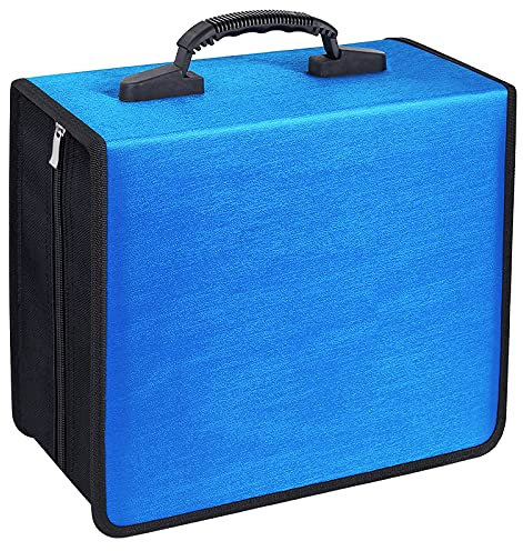 Bivisen CD Case, 400 Capacity DVD Case Wallets Protective Storage Organizer Holder Booklet Album Box Binder (Blue)