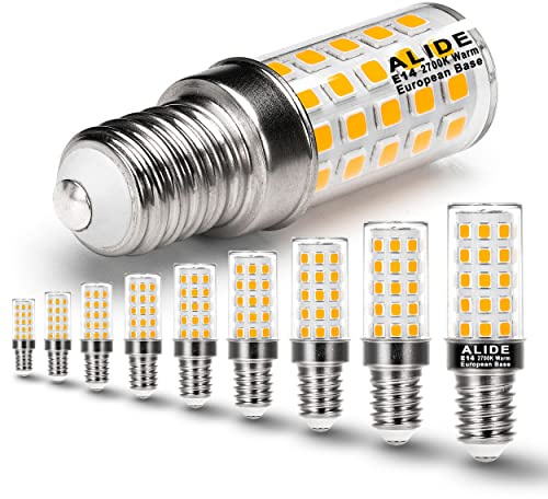 ALIDE E14 European Base 0.55inch LED Candelabra Light Bulbs 40W Equivalent, AC120 to 220V, 2700K Warm White 4W E14 Led Bulbs 450lm for Chandeliers,Pendant,Turkish Persian Lamp,Cooker Hood,10Pack