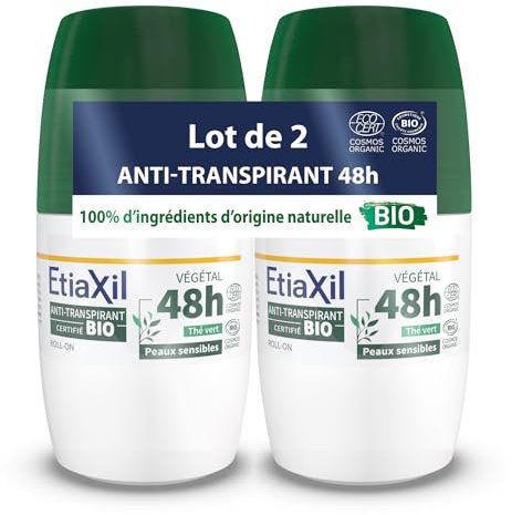 Etiaxil Botanical Anti-Perspirant Deodorant 48h Roll-On Organic 2 x 50ml - Green Tea